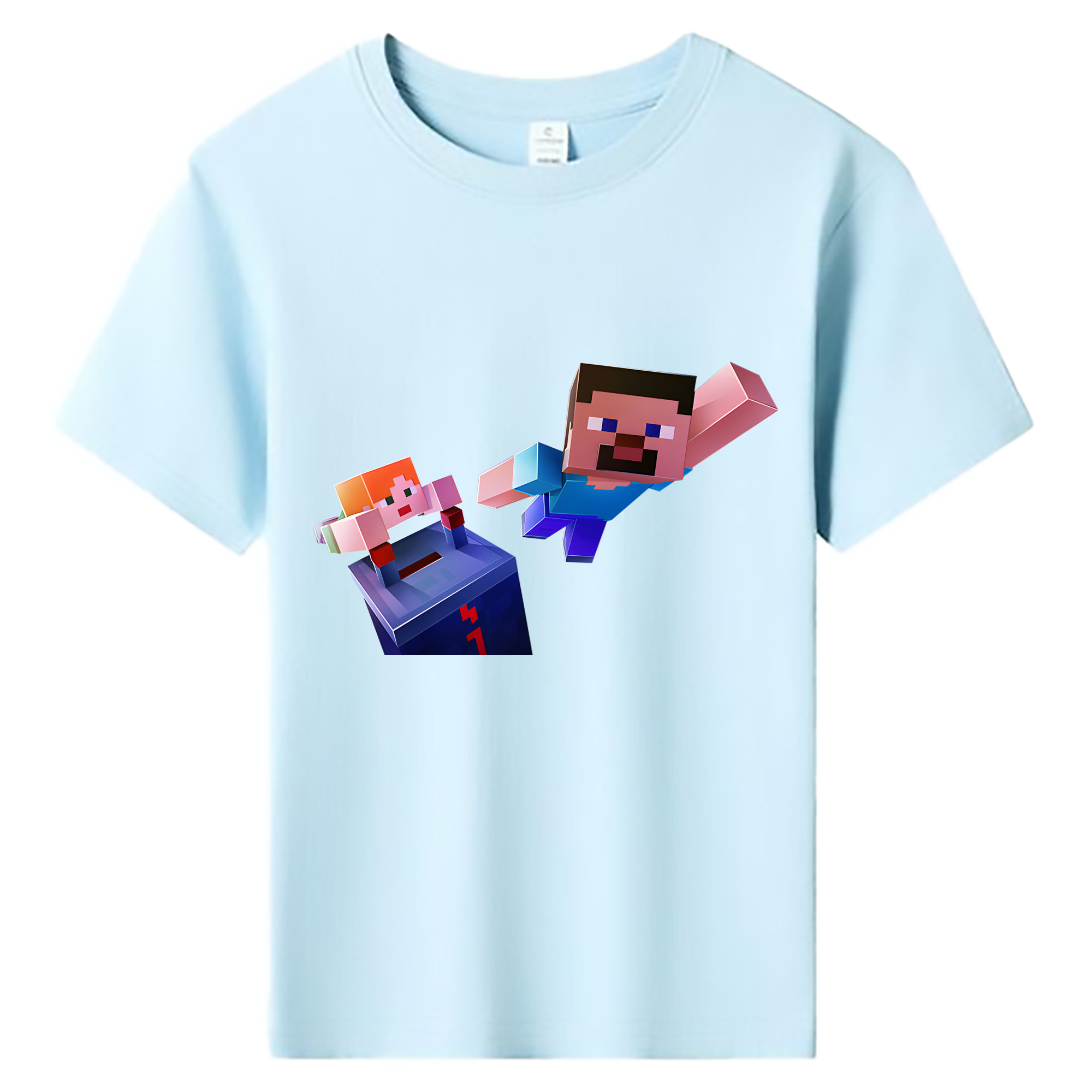 （画像用） マインクラフト ブロックの世界 Minecraft MC Block world 綿100％キッズTシャツ（フロントプリント）
